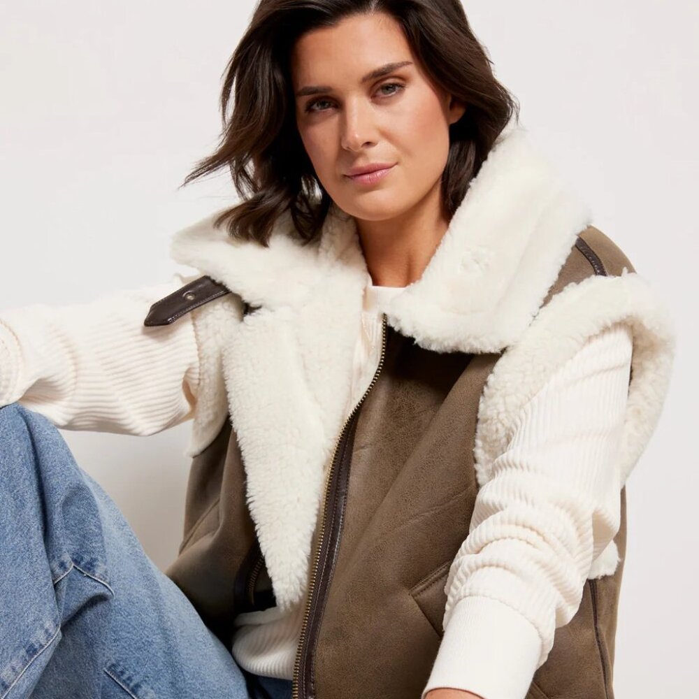 New Apparis Luca Faux Shearling Vest, Size XS